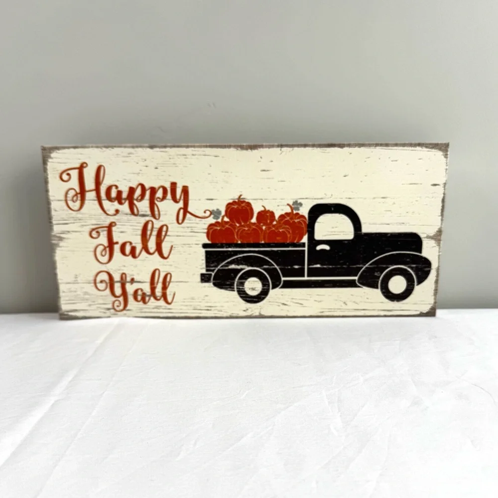 Decorative Fall Wood Sign Tabletop Happy Fall Y’all
